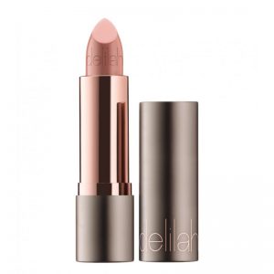 image shows lipstick with lid off showing Delilah cosmetics cream lipstick Whisper