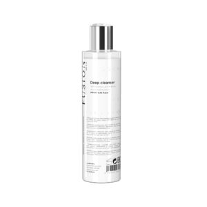 clear bottle containing deep cleanser with hyaluronic acid