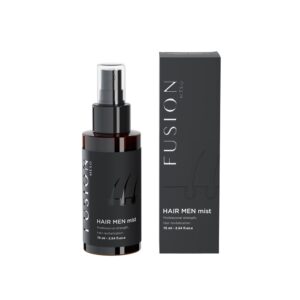 black bottle containing hair growth mist