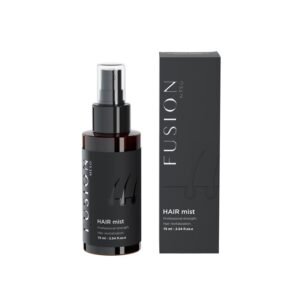 black bottle containing hair growth mist