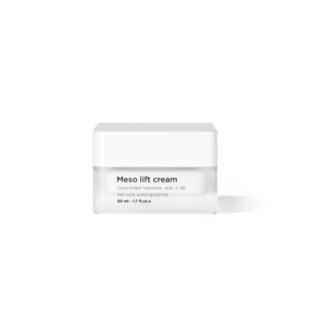 white jar with lid containing moisturising lift cream